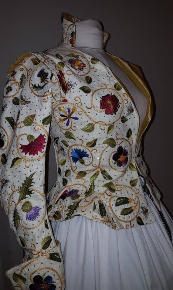 Women's Elizabethan Gold Embroidered Waistcoat, FABRICS INCLUDED (Made To Order)  - Lay Away Available