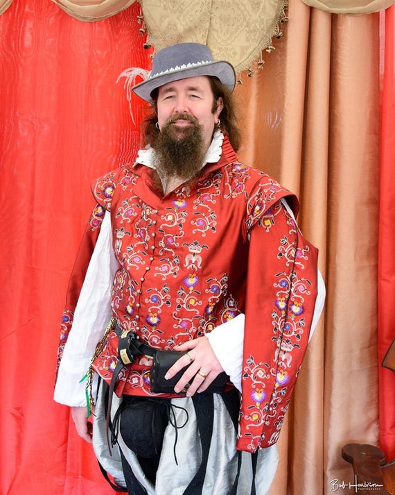 Men's Late Elizabethan Authentic Doublet Reproduction, Renaissance Costume, FABRICS INCLUDED (Made To Order)  - Lay Away Available