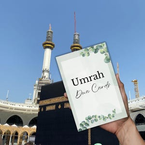 25 umrah dua-flashkaarten, draagbare islamitische gebedsgids voor pelgrims, afdrukbare pdf, umrah mubarak-cadeaukaart, gebedsherinneringskaarten, islamitische dua
