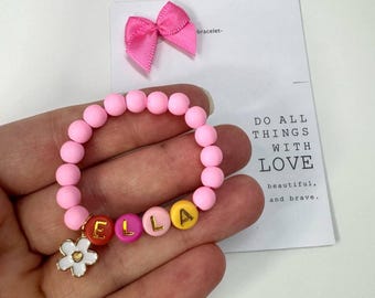 Custom name Flower girl bracelet, Personalized kids friendship bracelet, Custom Toddler Bracelet, Custom name bracelet gift for kids