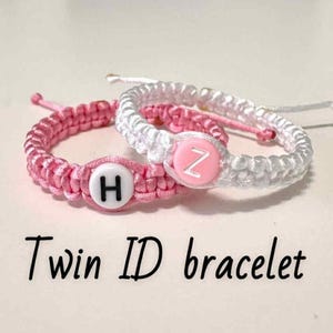 Baby initial bracelet set of 2 twin infant ID bracelet, custom bracelet for babies, daycare identifier bracelet