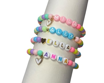 Custom name bracelet for kids, beaded toddler bracelet, Personalized kids bracelet