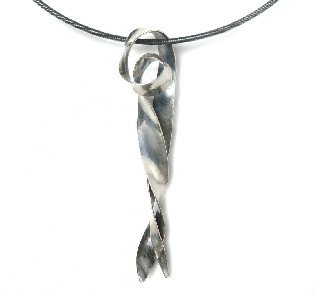 【STONEHENgE】Silver Material Ribbon Necklace SC25A24E Silver Ribbon Necklace - Etsy