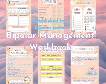 Bipolar Disorder Management Workbook, Mood Tracker, Self-Care (Digital)