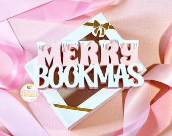 3D Printed Merry Bookmas Sign - Book Lover Holiday Decor