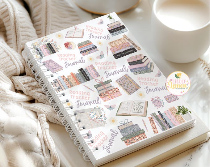 Pastel Spring Reading Tracker Journal, Floral Book Lover Reading Journal, Cozy Book Lover’s Keepsake, 8.5 x 11-Inch Spiral Bound