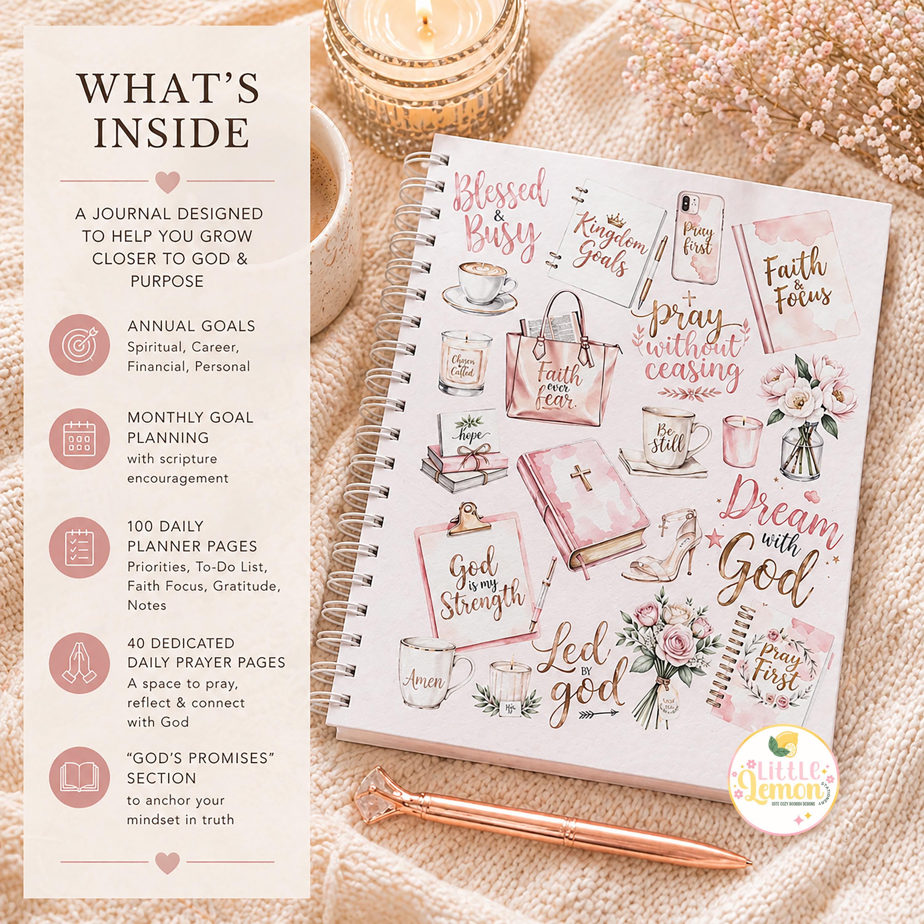 Christian Daily Planner & Prayer Journal, Notebook for Women, Faith ...