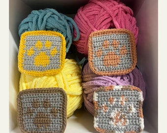 Paw Coaster Crochet PATTERN ONLY Instant DOWNLOAD! Paw Pattern, Paw Crochet Pattern, Coaster Pattern