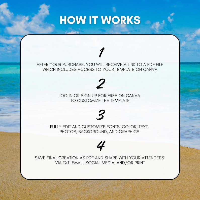Tropical Bachelorette Itinerary Template, Editable Weekend Planner