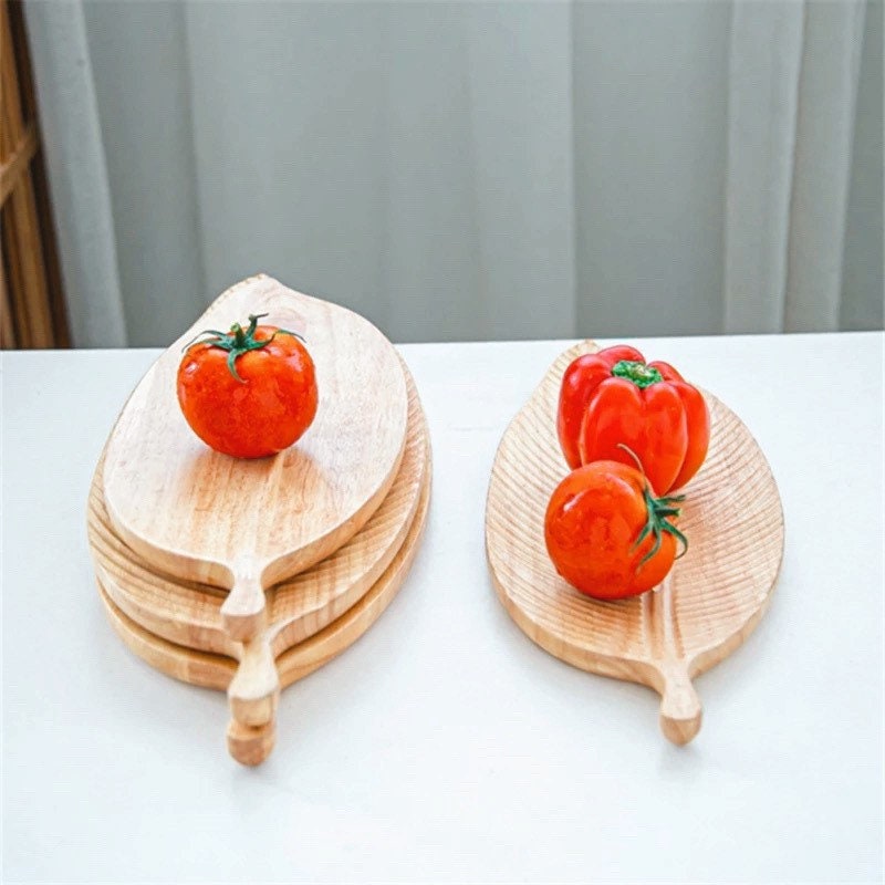 Rustic Wooden Leaf Serving Trays Handmade Walnut Fruit Dishes Etsy