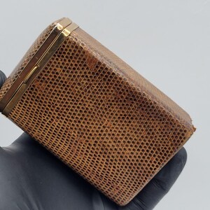 Estuche para cigarrillos de piel estilo piel de serpiente antigua – Tarjetero marrón