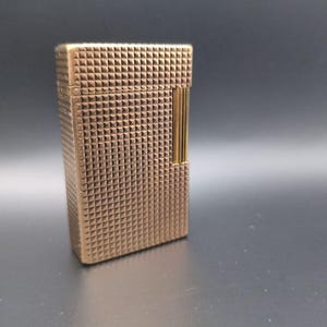 Vintage S.T. Dupont Ligne 1 Lighter: Gold-Plated Diamond Pattern, Made in France