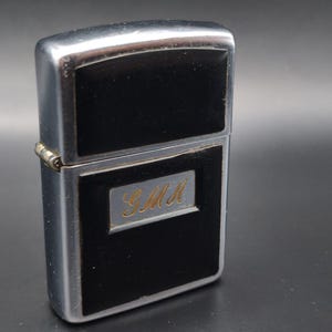 Vintage Zippo Lighter: Black Enamel Monogram, USA Made, 1989