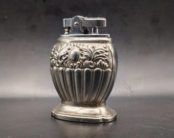 Briquet de table japonais vintage - Briquet de poche amovible décoré - Ton argenté