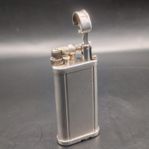 Vintage Dunhill Unique Lighter c.1970s–1980s – Silver Tone Vertical Lines – Made in England