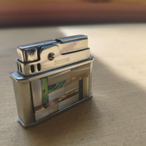 Vintage Sarome Falcon Wick Lighter – Rare Abalone & Mother of Pearl Mosaic – Circa 1960s–70s – Made in Japan – Fully Serviced