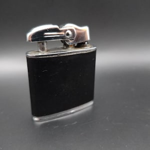 Vintage Cam Lighter: Black Enamel & Chrome, Made in England, 1950s-60s