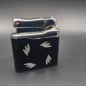 Vintage Colibri Monogas Butane Lighter – Black Lacquer with Inlay – Fully Working – 1960s–70s
