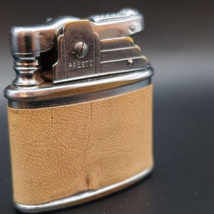 Rare Vintage Presto Wick Lighter – Canada Patent – Leather-Wrapped – 1940s–1950s – Fully Working – Video Demo + Spare Flint