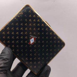 Vintage Stratton Black & Gold Cigarette Case –  England – Enamel Finish – Card – Wallet