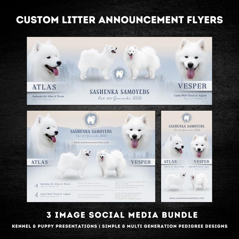 3 Image Bundle Custom Puppy Litter Announcement For Breeders Kennels 3 Image Bundle Custom Puppy Litter Announcement For Breeders Kennels