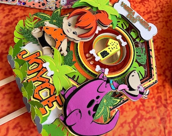 Decorazione per torta Pebbles Flintstones: decorazione per feste in 3D con luci e movimento rotante