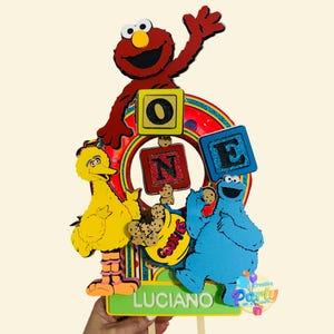 Sesame Street Cake Topper: Elmo, Cookie Monster, Big Bird, Rotating Lights