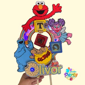 Sesame Street Cake Topper: Elmo, Cookie Monster, Lights & Motion