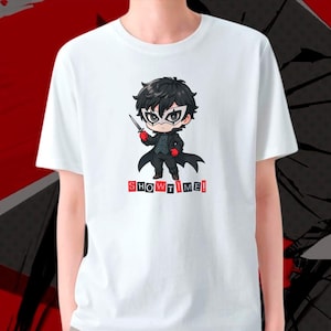 Persona 5 Joker Chibi T-Shirt - Lustiges Showtime Tshirt - Geek Anime Merch Geschenk - Unisex Schweres Baumwoll-Shirt, Persona 5 Royal Fan Bekleidung, Geschenk für