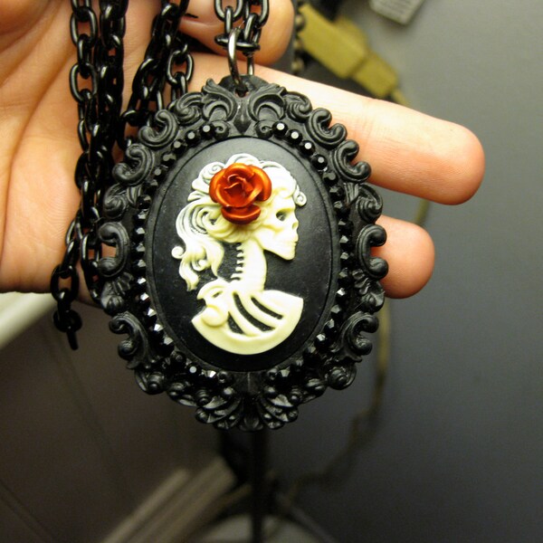 Day of The Dead Lady Victorian Rose Swarovski Necklace