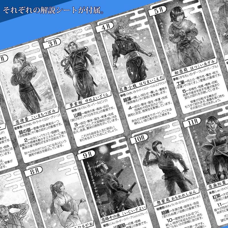 Japanese Traditional Colors Birth Month Oracle Deck NIJIYA - Set of 19 ...