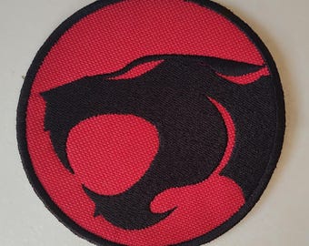 Parche bordado de Thundercats de 7,6 cm (3") / Emblema termoadhesivo o para coser en rojo y negro