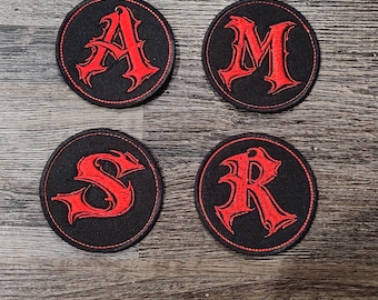 Gothic Anime Initial Patch – Embroidered Letter Applique, Dark Fantasy Badge