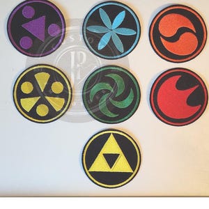 Conjunto de parches bordados de la Leyenda de Zelda: Medallones de sabio + Trifuerza