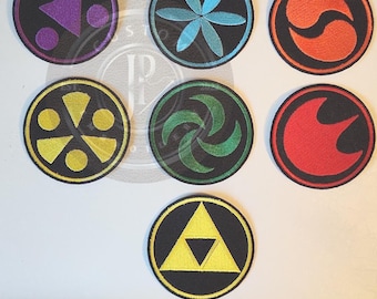 Legend of Zelda Embroidered Patch Set: Sage Medallions + Triforce