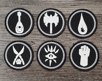 D&D Class Embroidered Patch Set Vol. 2: RPG Designs, Custom Colors