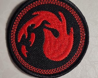 Red Mana Patch – Embroidered Flame Symbol, Gamer Iron-On