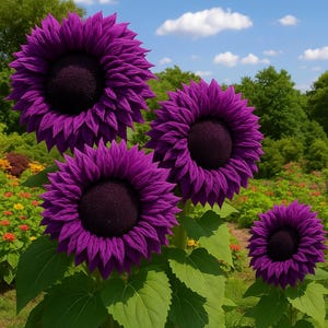50pcs Rare Purple Sunflower Seeds – Unique Fuzzy Petals, Giant Blooms for Garden Decor, Eye-Catching Ornamental Flower, Easy to Grow