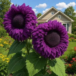 50/100/200pcs Rare Purple Sunflower Seeds – Unique Fuzzy Petals, Giant Blooms for Garden Decor, Eye-Catching Ornamental Flower, Easy to Grow