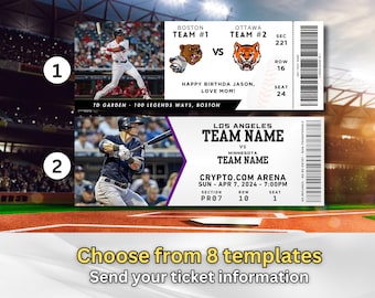 Biglietti da baseball personalizzati come souvenir / Finto ricordo personalizzato per compleanni, Natale ed eventi speciali / Biglietti da baseball personalizzati