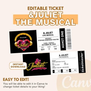 Editable &Juliet Ticket, Juliet Broadway Musical Ticket 2024, Memorabilia Theatre Surprise Gift, Juliet Edit Ticket, Digital Download