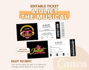 Bearbeitbares &Juliet Ticket, Juliet Broadway Musical Ticket 2024, Memorabilia Theater Überraschungsgeschenk, Juliet Edit Ticket, digitaler Download