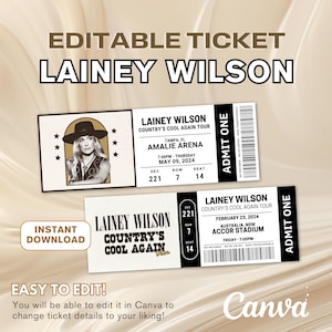 Laineysponsor bearbeitbares Konzertticket, Country's Cool Back Tour 2024, Erinnerungsstücke Überraschungsgeschenk, Lainey Edit Ticket, digitaler Download