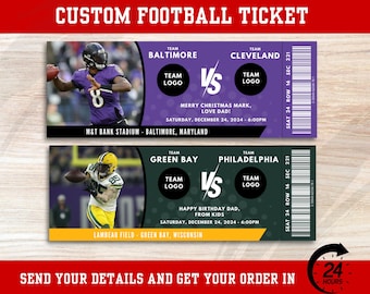 Entradas de fútbol personalizadas, entradas de fútbol imprimibles, entradas de fútbol editables, entradas de fútbol sorpresa, entradas deportivas