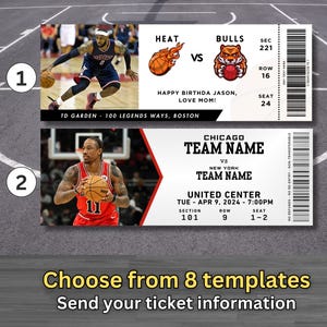 Custom Basketball Ticket, Surprise Gift Basketball Tickets, Customized Tickets, Basketball Game Stub, Sports Basketball Personalized Ticket