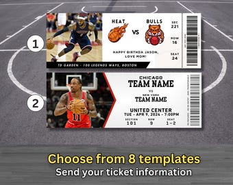 Custom Basketball Ticket, Surprise Gift Basketball Tickets, Customized Tickets, Basketball Game Stub, Sports Basketball Personalized Ticket