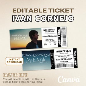 Editable Ivan Cornejo Mirada Ticket | Ivan Cornejo Mirada Tour Concert, Mirada Ticket, Ivan Cornejo Ticket, Concert Ticket, Instant Download