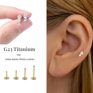 16G Round Push Pin Labret /Threadless Flat Back Earring /Tragus Stud/Flat Back Stud/ Helix Stud/Cartilage Stud/Nose Stud
