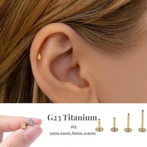 16G Flower Push Pin Labret /Threadless Flat Back Earring /Tragus Stud/Flat Back Stud/ Helix Stud/Cartilage Stud/Nose Stud
