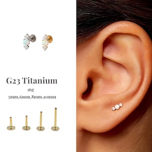 16G Flower Push Pin Labret /Threadless Flat Back Earring /Tragus Stud/Flat Back Stud/ Helix Stud/Cartilage Stud/Nose Stud